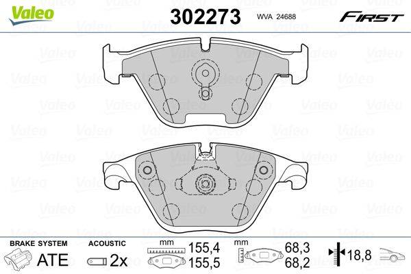 Valeo 302273 Bremsbelagsatz, Scheibenbremse