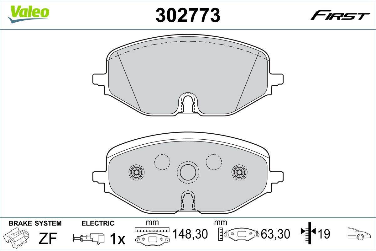 Valeo 302773 Bremsbelagsatz, Scheibenbremse
