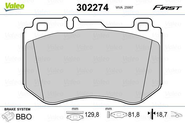 Valeo 302274 Bremsbelagsatz, Scheibenbremse