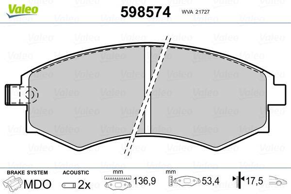Valeo 598574 Bremsbelagsatz, Scheibenbremse