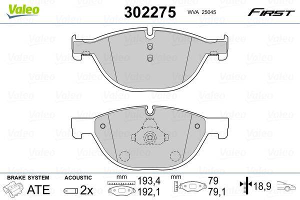 Valeo 302275 Bremsbelagsatz, Scheibenbremse