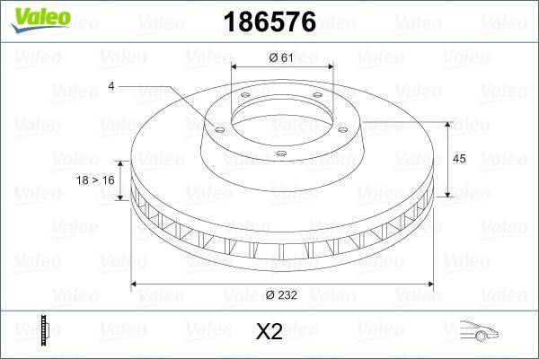 Valeo 186576 Bremsscheibe