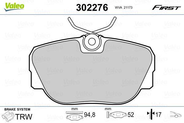 Valeo 302276 Bremsbelagsatz, Scheibenbremse
