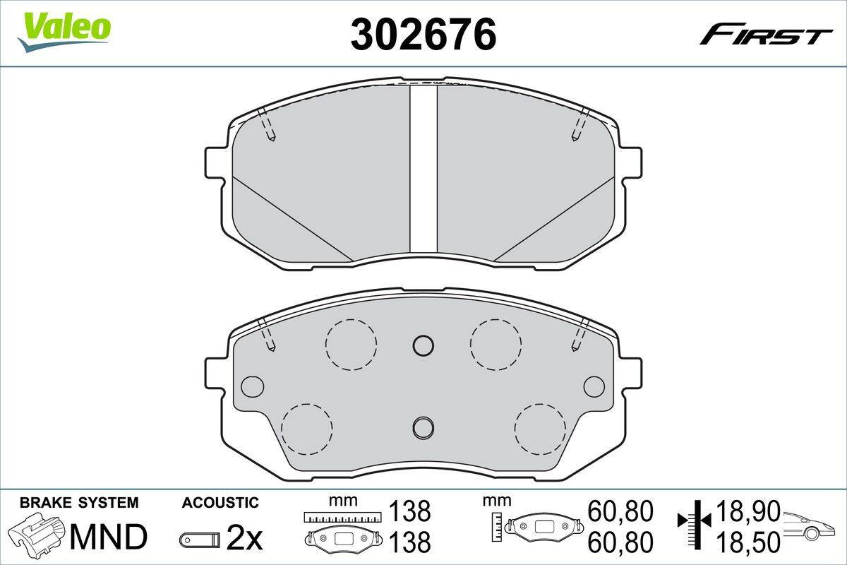 Valeo 302676 Bremsbelagsatz, Scheibenbremse