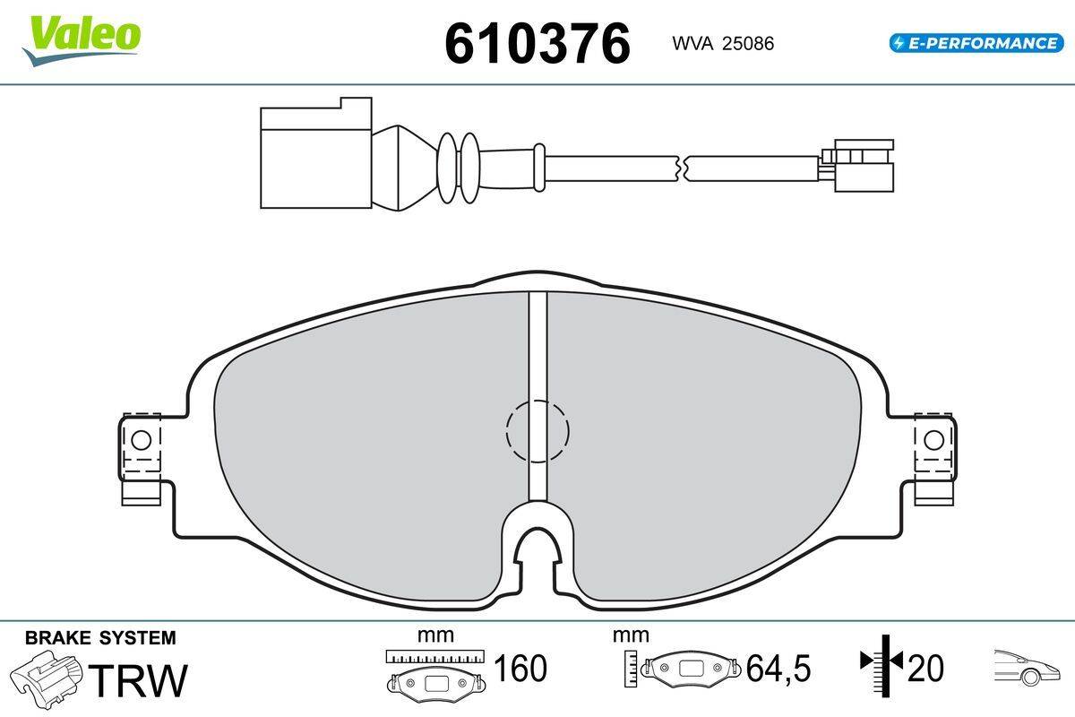 Valeo 610376 Bremsbelagsatz, Scheibenbremse