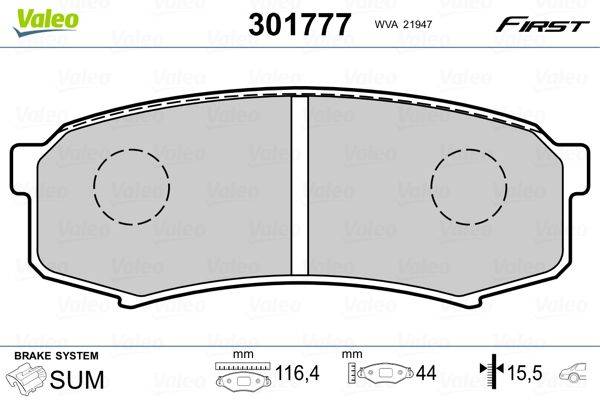 Valeo 301777 Bremsbelagsatz, Scheibenbremse