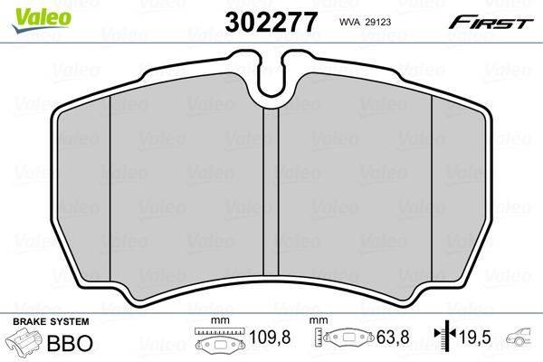 Valeo 302277 Bremsbelagsatz, Scheibenbremse