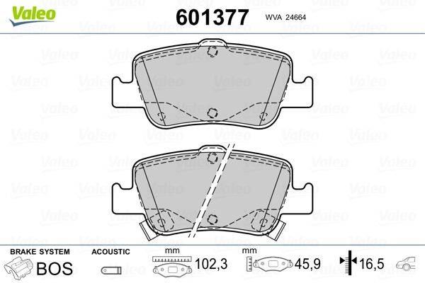 Valeo 601377 Bremsbelagsatz, Scheibenbremse