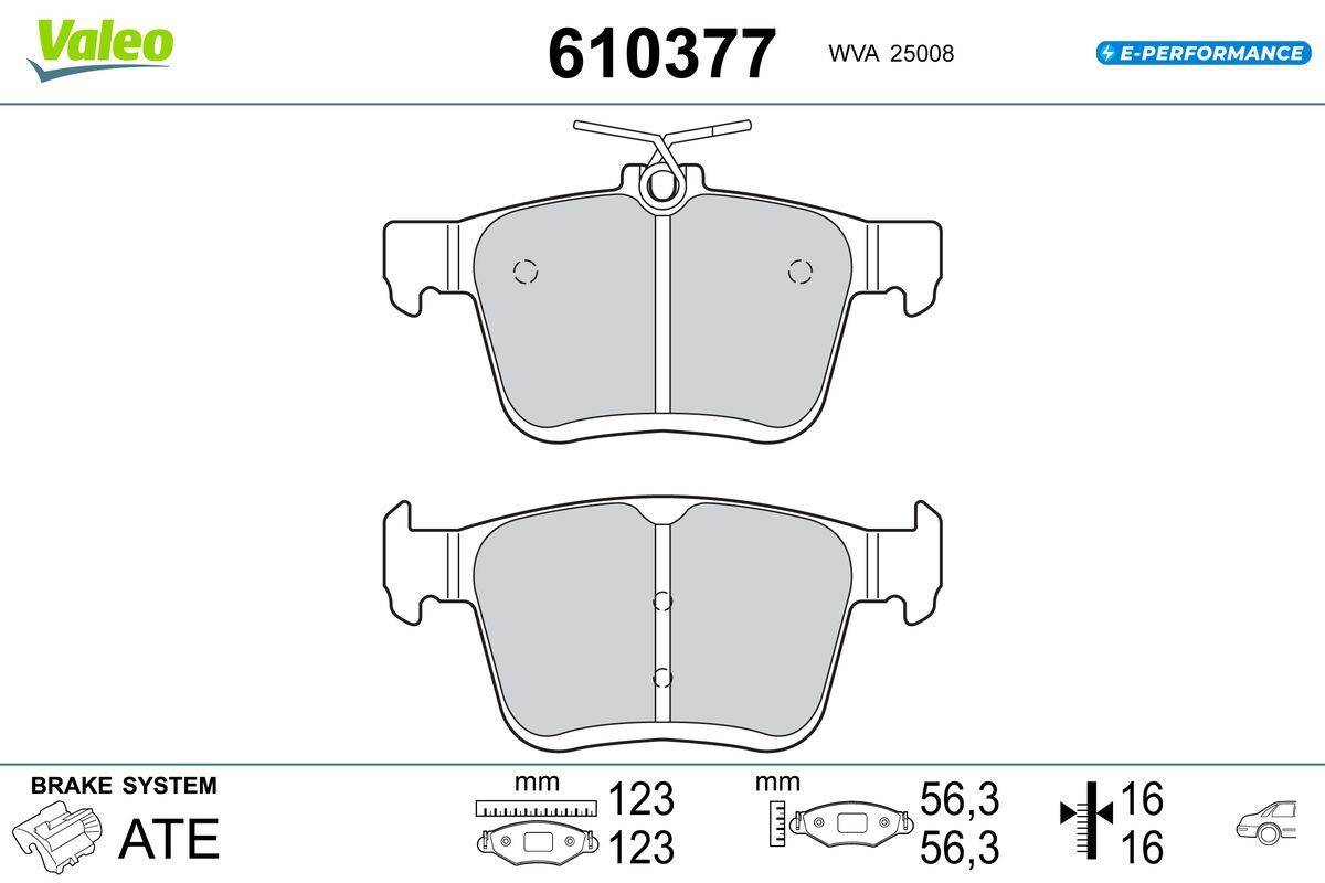 Valeo 610377 Bremsbelagsatz, Scheibenbremse