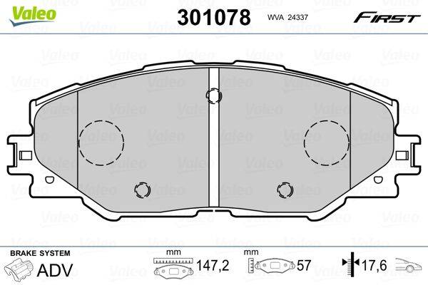 Valeo 301078 Bremsbelagsatz, Scheibenbremse