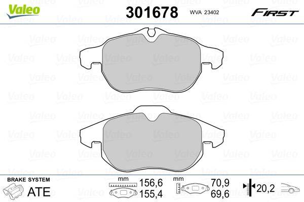 Valeo 301678 Bremsbelagsatz, Scheibenbremse