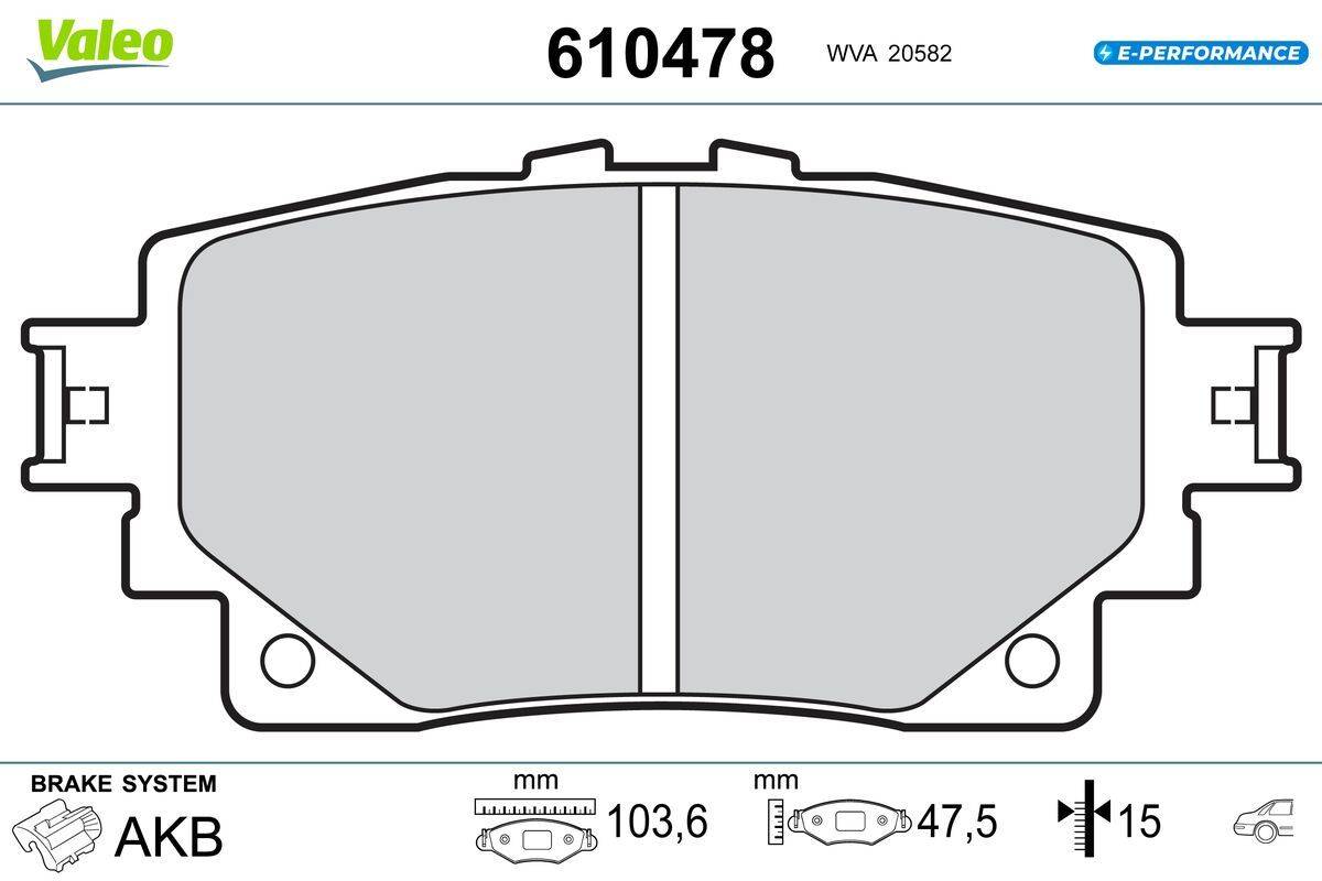 Valeo 610478 Bremsbelagsatz, Scheibenbremse