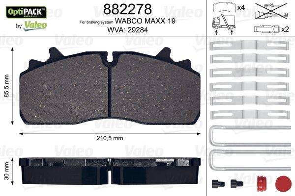 Valeo 882278 Bremsbelagsatz, Scheibenbremse