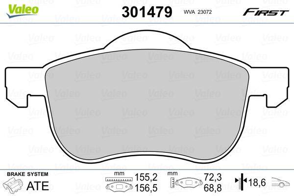 Valeo 301479 Bremsbelagsatz, Scheibenbremse