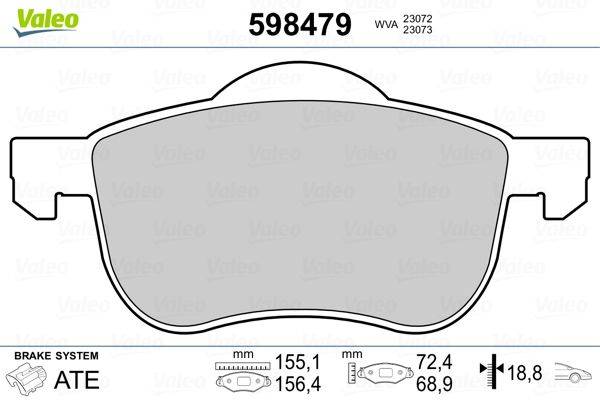 Valeo 598479 Bremsbelagsatz, Scheibenbremse
