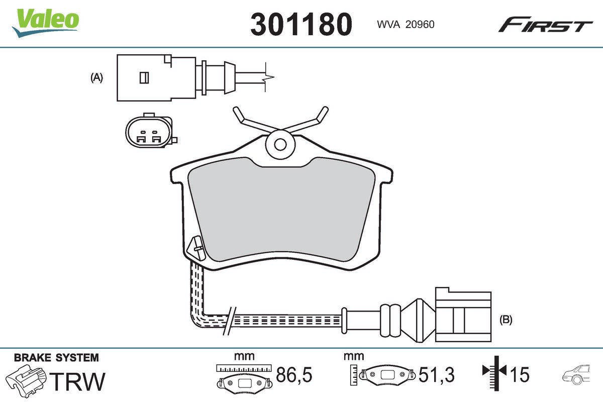 Valeo 301180 Bremsbelagsatz, Scheibenbremse