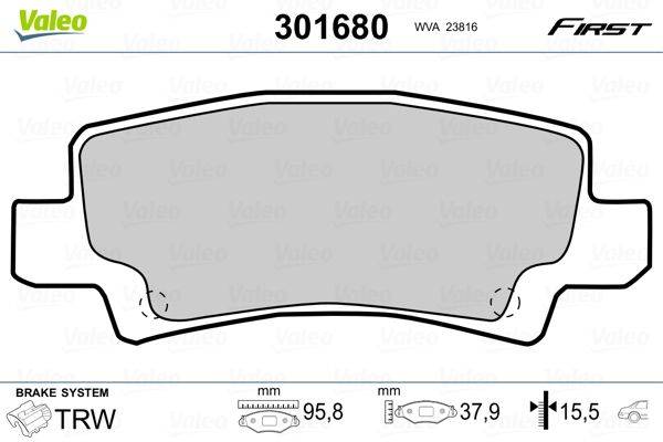Valeo 301680 Bremsbelagsatz, Scheibenbremse