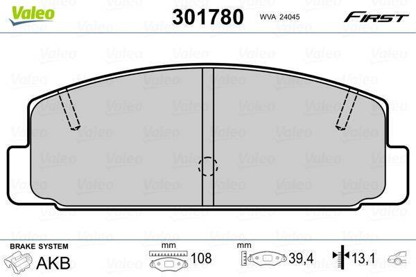 Valeo 301780 Bremsbelagsatz, Scheibenbremse