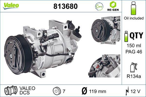 Valeo 813680 Kompressor, Klimaanlage