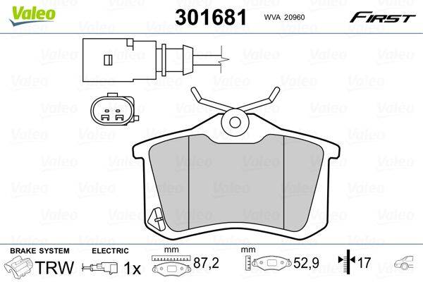 Valeo 301681 Bremsbelagsatz, Scheibenbremse