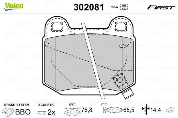 Valeo 302081 Bremsbelagsatz, Scheibenbremse