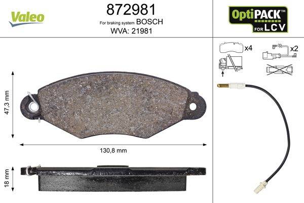 Valeo 872981 Bremsbelagsatz, Scheibenbremse