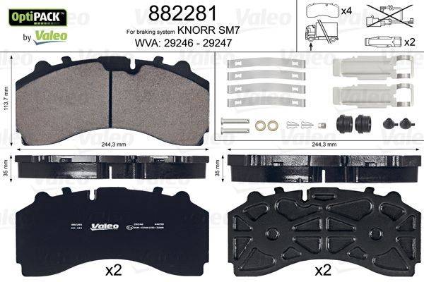 Valeo 882281 Bremsbelagsatz, Scheibenbremse