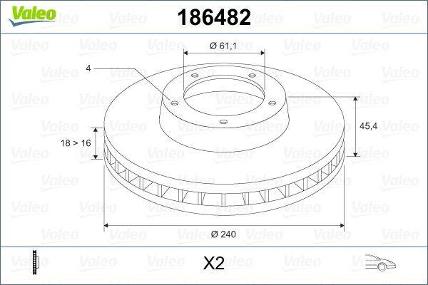 Valeo 186482 Bremsscheibe