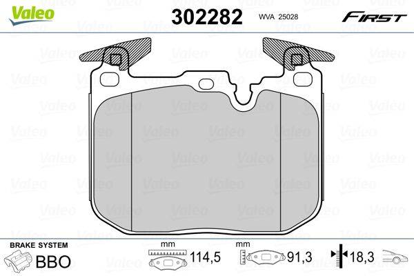Valeo 302282 Bremsbelagsatz, Scheibenbremse