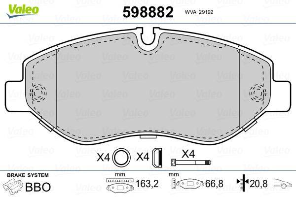 Valeo 598882 Bremsbelagsatz, Scheibenbremse