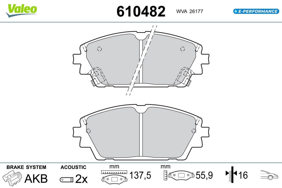 Valeo 610482 Bremsbelagsatz, Scheibenbremse