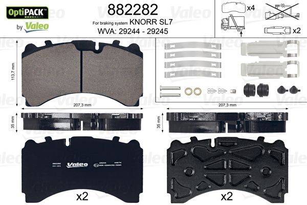Valeo 882282 Bremsbelagsatz, Scheibenbremse