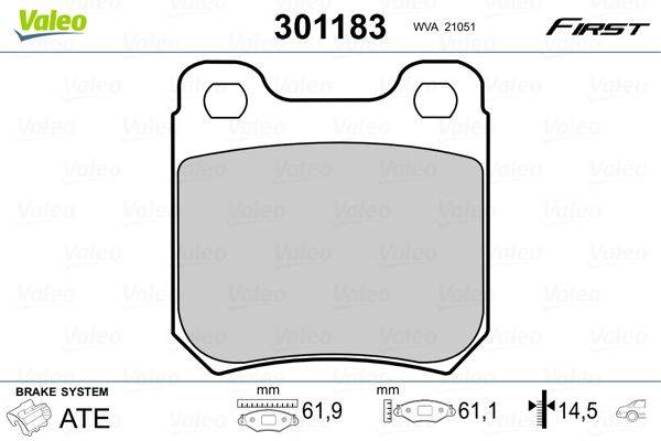 Valeo 301183 Bremsbelagsatz, Scheibenbremse