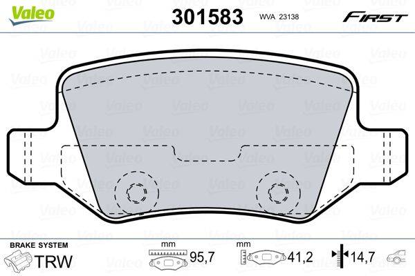 Valeo 301583 Bremsbelagsatz, Scheibenbremse