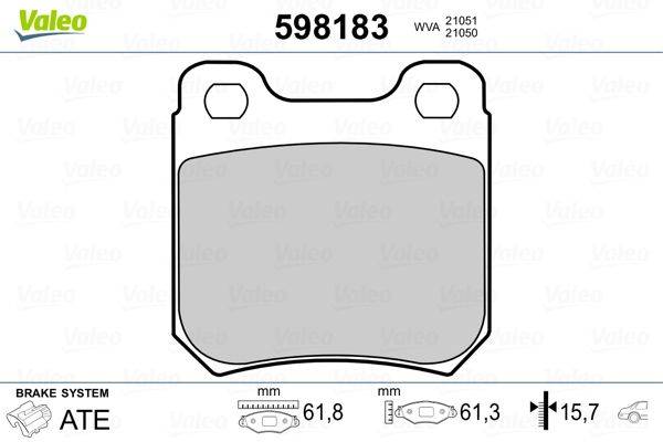 Valeo 598183 Bremsbelagsatz, Scheibenbremse