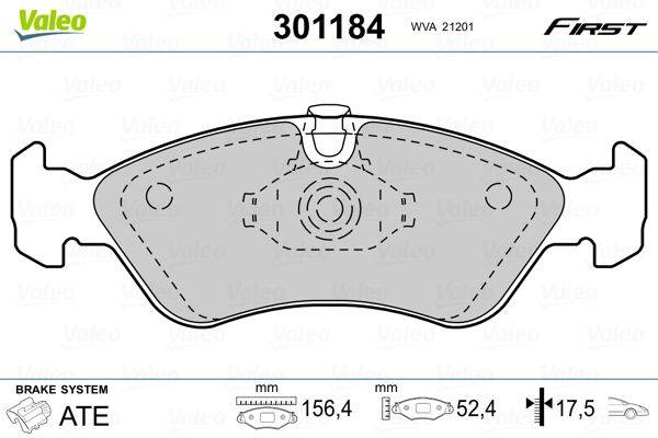 Valeo 301184 Bremsbelagsatz, Scheibenbremse