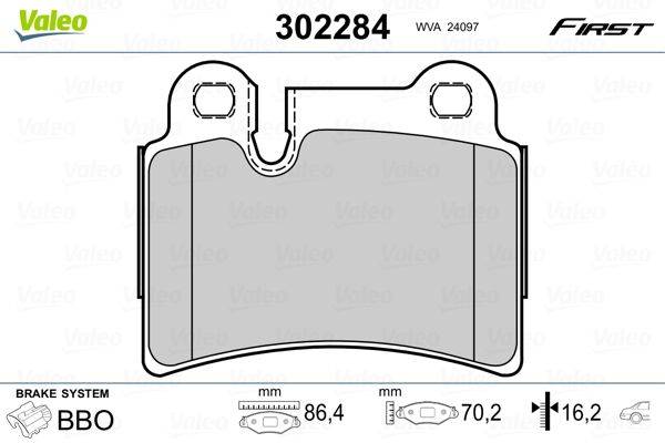 Valeo 302284 Bremsbelagsatz, Scheibenbremse
