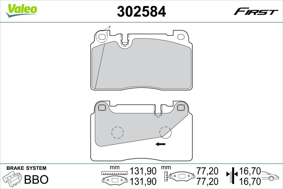 Valeo 302584 Bremsbelagsatz, Scheibenbremse