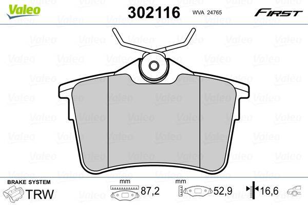 Valeo 302116 Bremsbelagsatz, Scheibenbremse