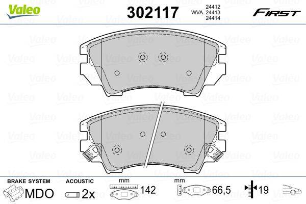 Valeo 302117 Bremsbelagsatz, Scheibenbremse