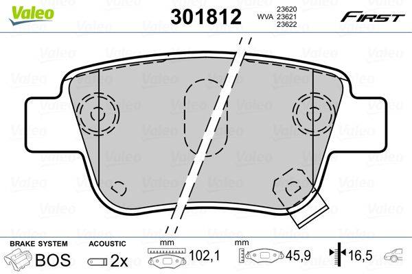 Valeo 301812 Bremsbelagsatz, Scheibenbremse