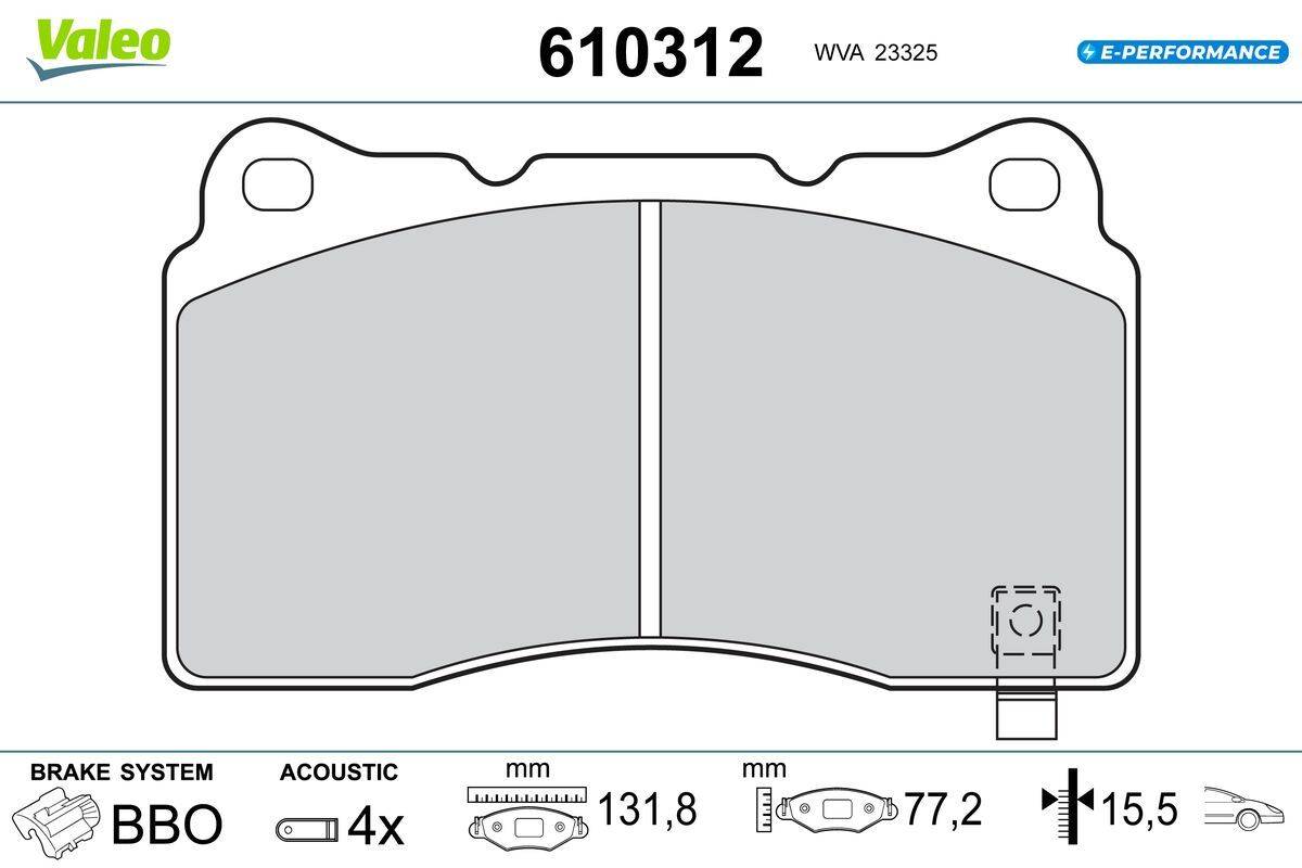 Valeo 610312 Bremsbelagsatz, Scheibenbremse