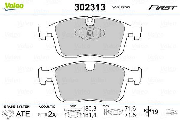 Valeo 302313 Bremsbelagsatz, Scheibenbremse