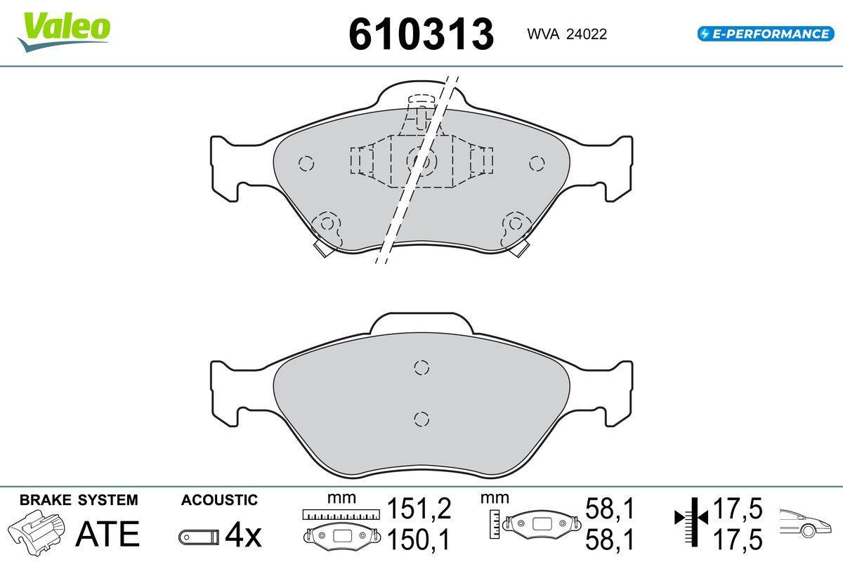 Valeo 610313 Bremsbelagsatz, Scheibenbremse