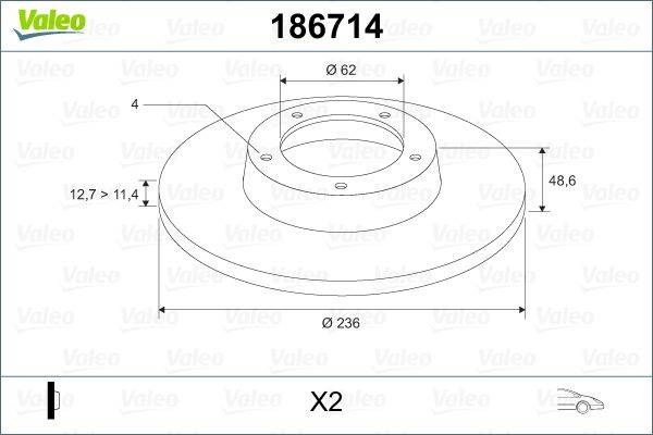 Valeo 186714 Bremsscheibe
