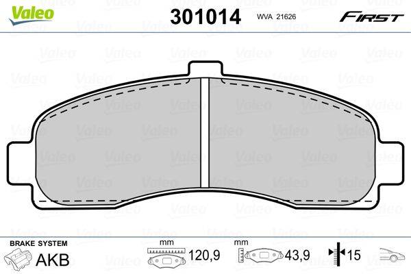 Valeo 301014 Bremsbelagsatz, Scheibenbremse