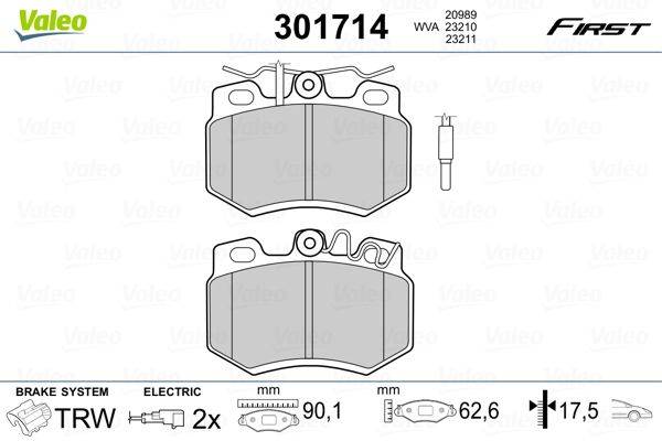 Valeo 301714 Bremsbelagsatz, Scheibenbremse