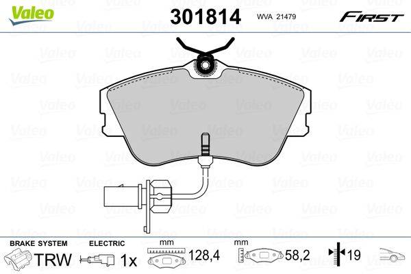 Valeo 301814 Bremsbelagsatz, Scheibenbremse