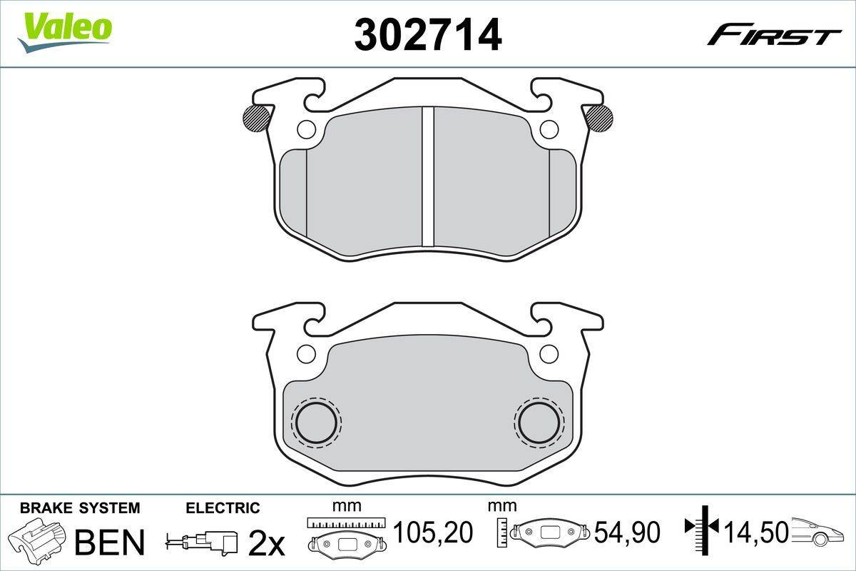 Valeo 302714 Bremsbelagsatz, Scheibenbremse