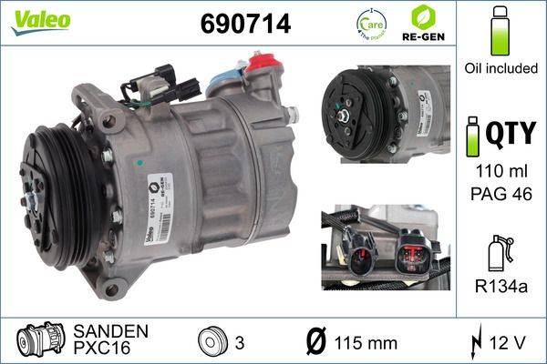 Valeo 690714 Kompressor, Klimaanlage
